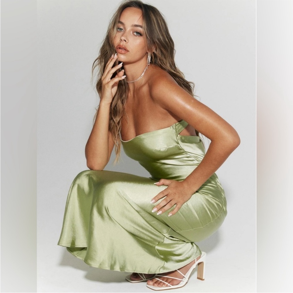 Princess Polly Light Green Satin Dress